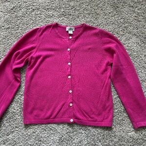 Lilly Pulitzer Girls Pink 100% Cotton button up cardigan size 12